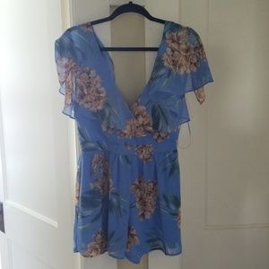 Floral blue romper